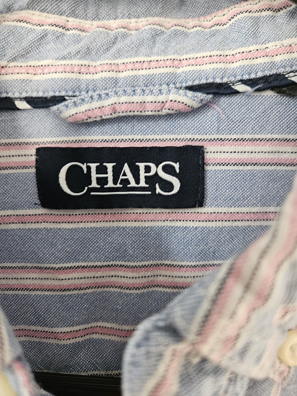 Chaps Womens Blue and Pink Stripe Button-Down Shirt 100% Cotton - Picture 3 of 16